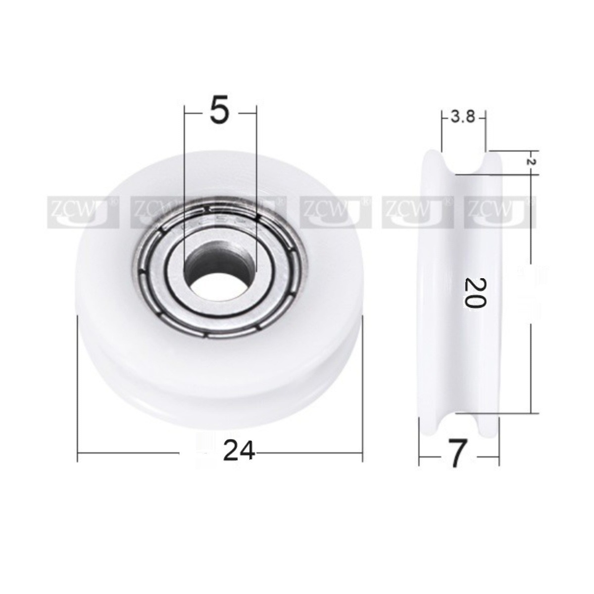 608包塑轴承624U型槽滚轮625推拉门窗滑轮尼龙EUB带槽厂家直销626