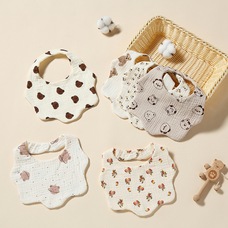 Baby bib baby bib pure cotton absorbent bib newborn girl 6-layer eating bib autumn and winter