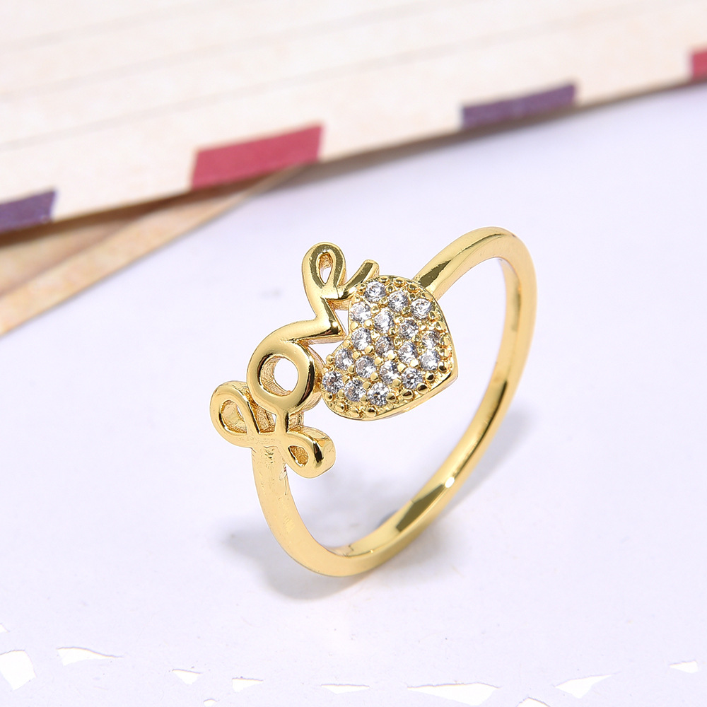 Rings Classification 1 Piece Quantity Daily Occasion Copper Material Fashion Heart Shape Copper Inlay Rhinestones Rings 1 Piece