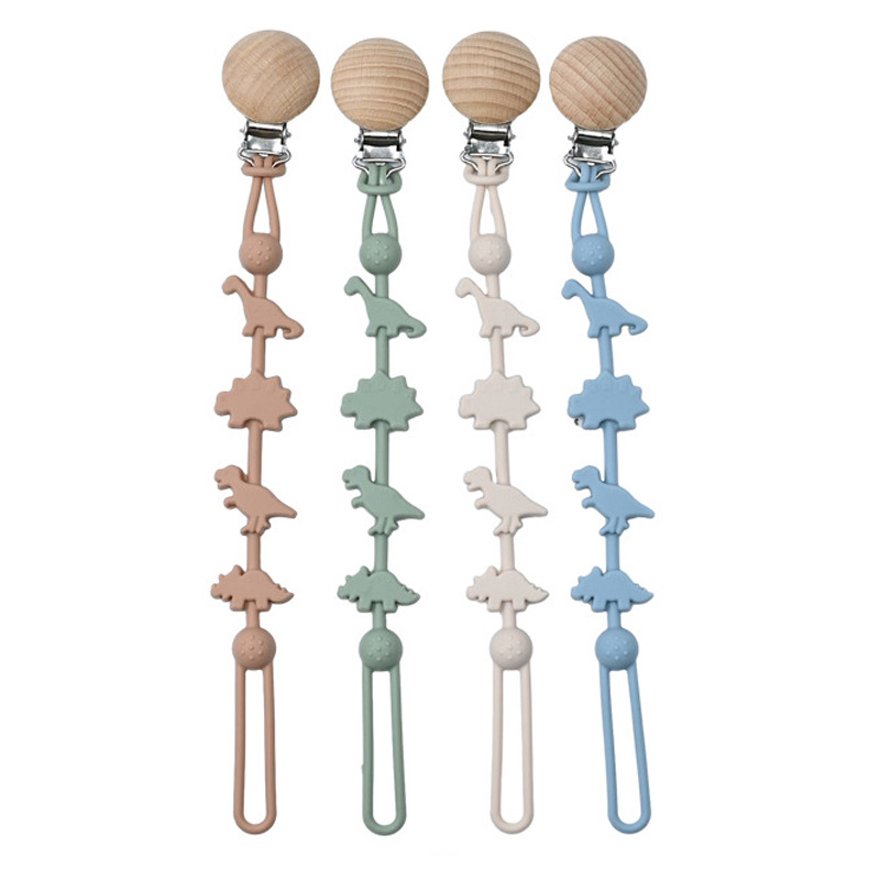 Cadena de chupete de silicona para bebés transfronteriza, cadena anti-pérdida de juguetes de mordedor para niños, cadena anti-caída de comodidad integrada de grado alimenticio