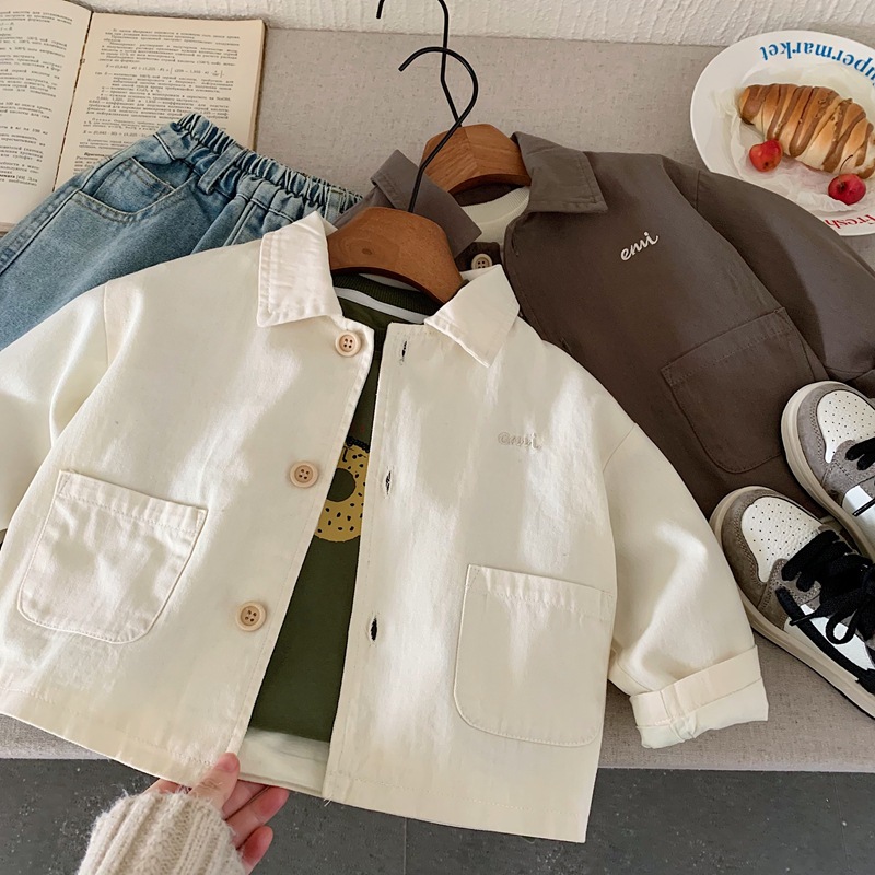 Children's spring solid color cardigan for boys