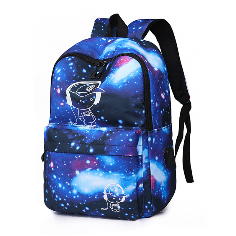 Can make patterned starry night light backpack with multifunctional USB charging, student backpack, sports and leisure_voghion.com