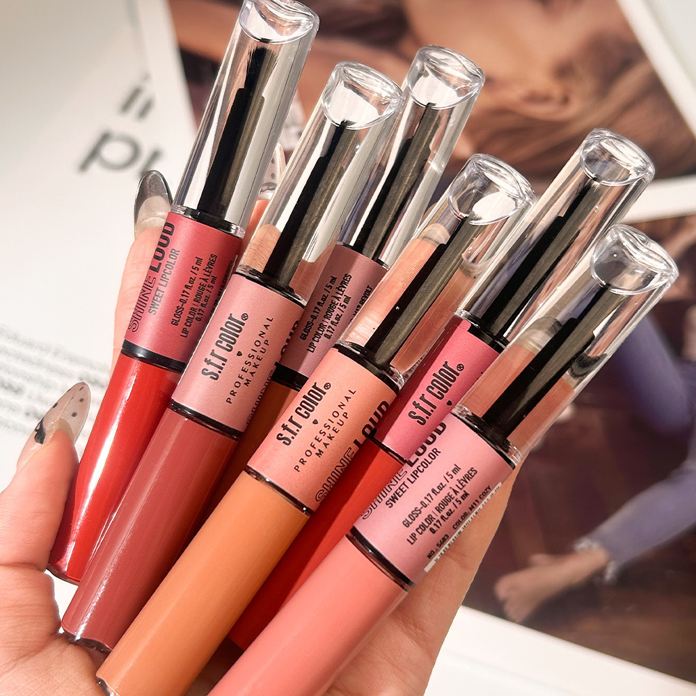 s.f.r color transfronterizo 6 colores de agua doble esmalte labial impermeable impermeable lápiz labial impermeable impermeable image 5