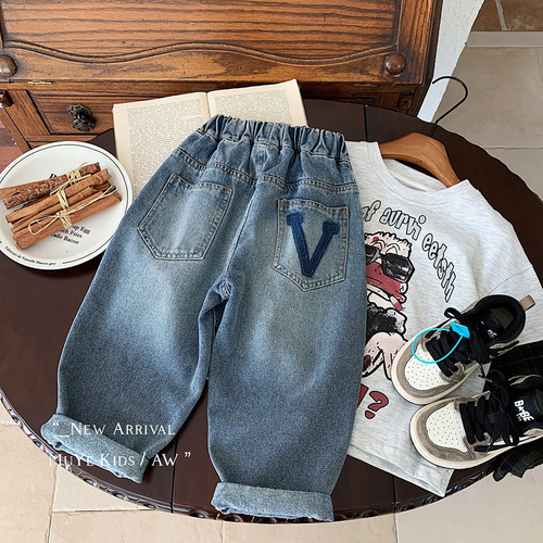 Children's Jeans 2025 Autumn New Fashion Kids' Pants Boys Korean Style Versatile Pants Baby Stylish Loose Outerwear