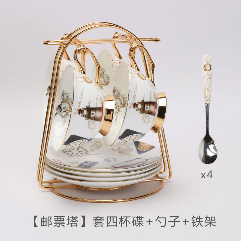 Tazas de café europeas y platos, set de té de la tarde, cerámica exquisita de alta calidad con cucharas de flores, set de tazas de té, caja de regalo