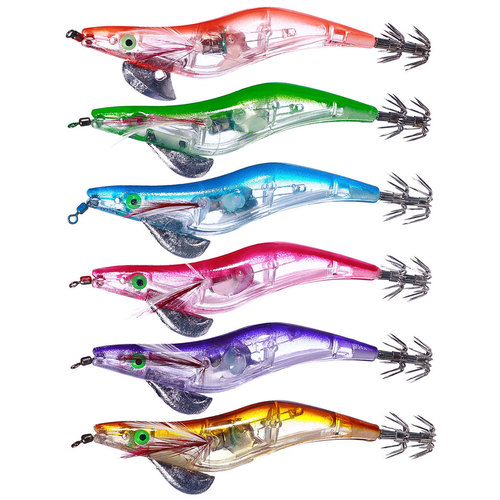 Squid hook electronic shrimp 3#3.5# luminous wooden shrimp blower hook umbrella hook squid needle luminous fake bait bionic shrimp bait