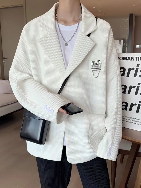 Hong Kong estilo waffle traje chaqueta de los hombres de estilo coreano casual moda ins traje chaqueta de los hombres de una sola pieza de entrega