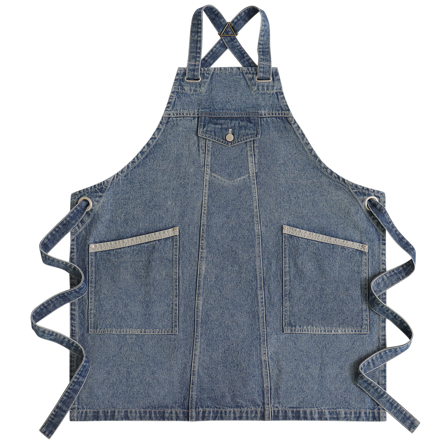 Nuevo delantal de moda coreano transfronterizo pintura de arte barbero ropa de trabajo lavado con agua delantal vaquero ambos lados