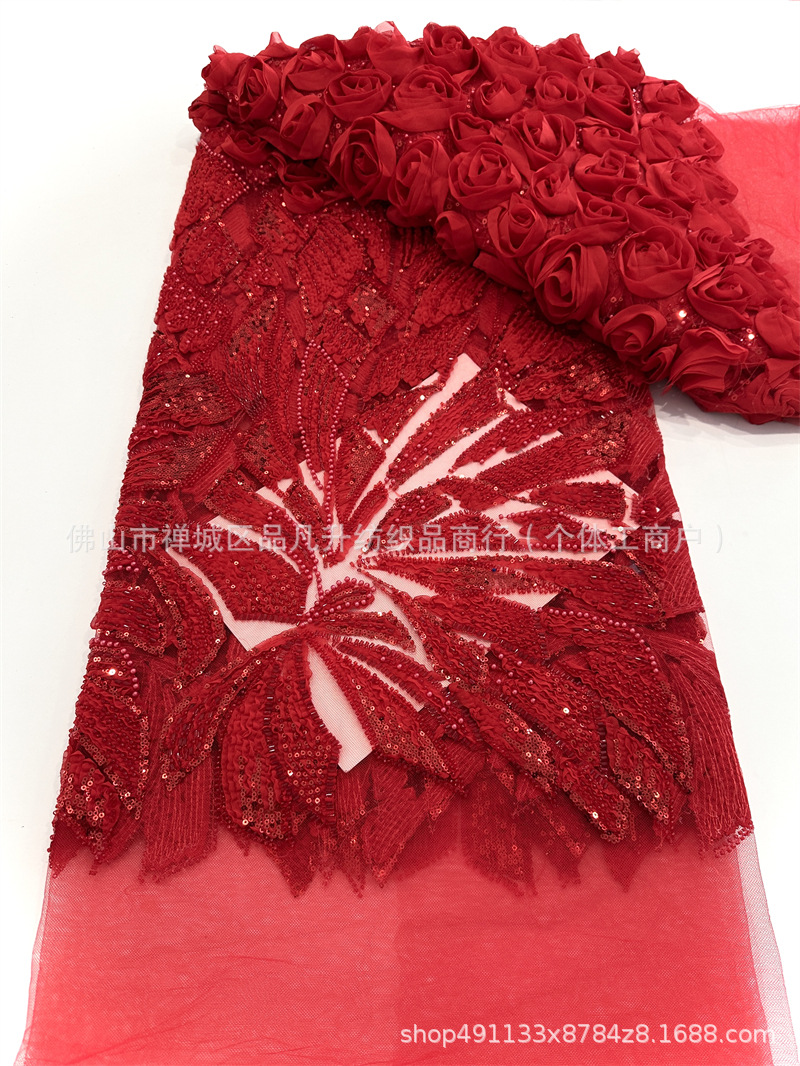 Fabricante explosivo 3D tridimensional tela bordada nicho de diseño hermoso de alta fijación tela de vestido de cabina image 7