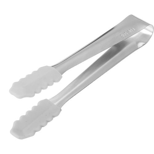 304 stainless steel ice tongs with titanium colored mini silicone clips for ice grains, ice cubes, and ice bucket tongs, 12.5cm