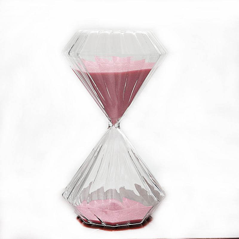 Creativo ins Rosa rayas reloj de arena temporizador diamante cristal decoración del hogar fábrica al por mayor