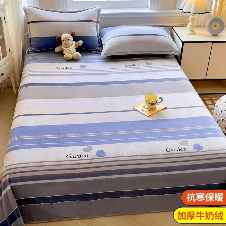 Invierno leche de lana de coral sábanas de lana de una sola pieza brida de manta de peluche dormitorio una sola persona gruesa manta de peluche cálida