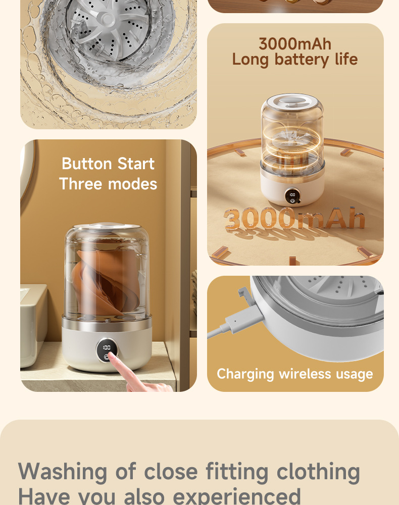 Vollautomatischer, kabelloser, tragbarer Wäschebecher mit Ladefunktion, Mini-Waschmaschine für Unterwäsche und Socken, kleine Waschmaschine, für Reisen und Zuhause_voghion.com
