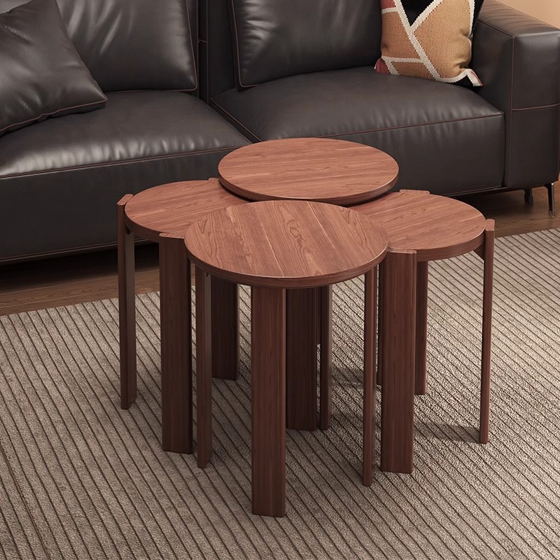 Taburete redondo creativo moderno y simple de alta calidad, poleas de madera maciza superpuestas para sillas de comedor de invitados, banco bajo