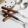 Sand -ray tableware retro wood handle 304 stainless steel steak knife fork tableware solid wood fork spoon spoon beon wood knife fork ins