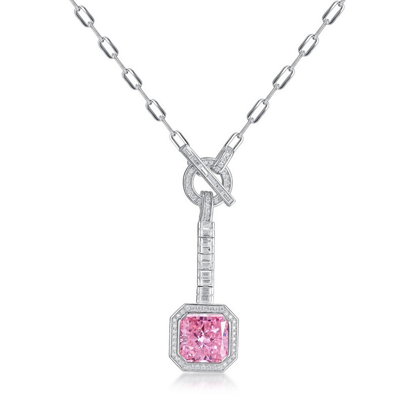 Diseño de industria pesada de minería en caliente transfronteriza Collar de diamantes de alto carbono con corte de flores de hielo Mujer S925 con incrustaciones de plata, cadena de clavícula de moda de diamantes, personalización