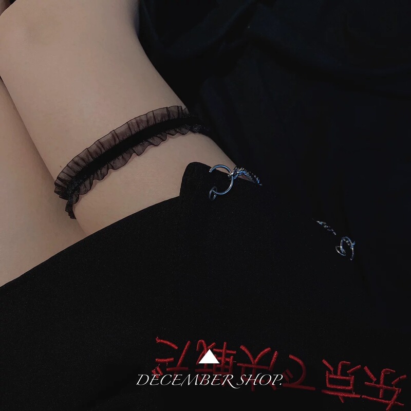 Leg Ring Sexy Elastic Black Lace Thigh Chain Versatile Leg Binding Jk Style Japanese Harajuku Fashion Bow