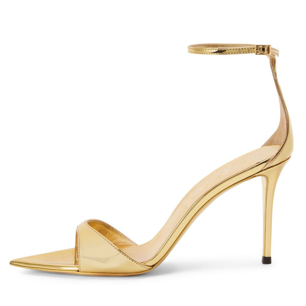 gold high heel sandals