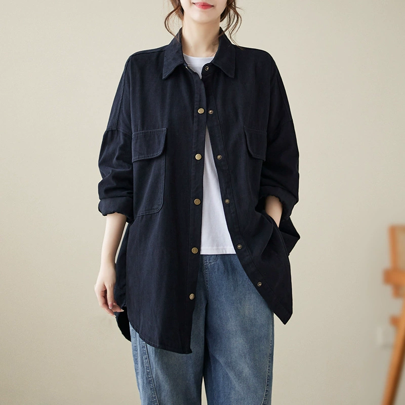 Autumn comfortable shirt, long-sleeve, jacket, plus size