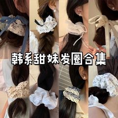 甘い韓国のリボン花柄ヘアゴム女性用レース多用途ポニーテールヘアロープ気質ガールヘッドバンドヘアアクセサリー