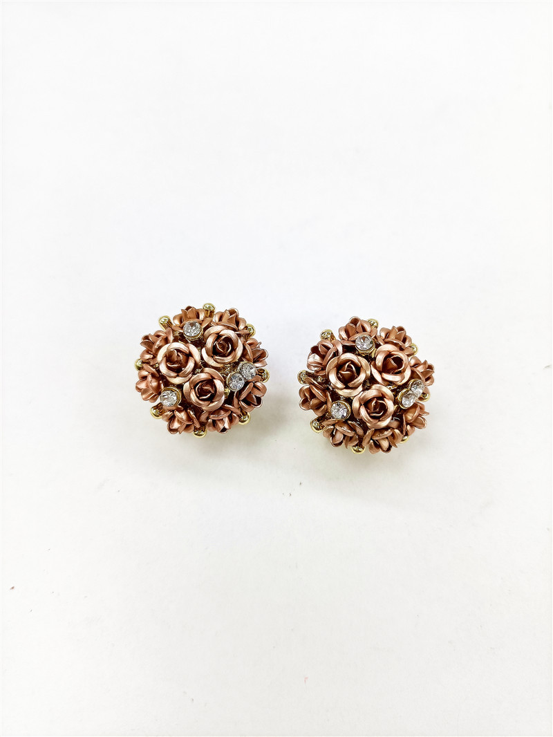 Retro Rose Flower Round Ball Earrings Korean Ear Jewelry display picture 1