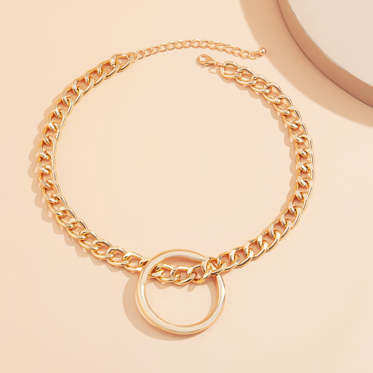 Hip-hop Single-layer Geometric Ring Thick Chain Necklace display picture 8