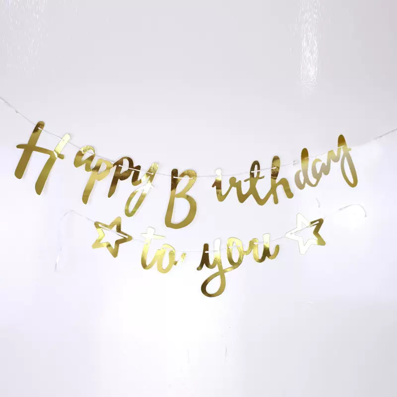 生日装饰闪金拉花HAPPY网红 派对背景墙拉旗五角星生日派对横幅