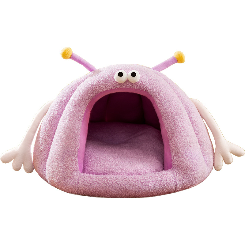Otoño y invierno gatos lindos pequeños monstruos de dibujos animados cerrados gato nido mochila perro cálido Teddy pet nido
