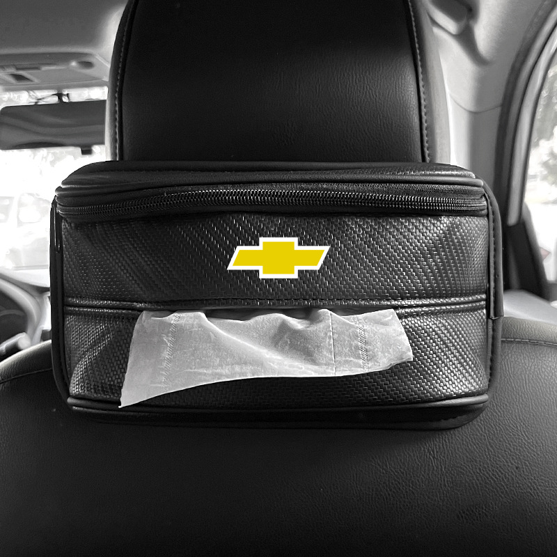 Car Multifunctional Tissue Box Sunshade Large Capacity Elastic Band Hanging Tissue Bag Large Capacity Upgraded Leather