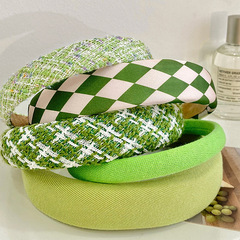 綠色小清新發箍女高顱頂發捆髮帶百搭外出寬邊發卡顯臉小頭箍髮飾