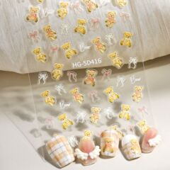 熊蝶結びネイルシール5Dレリーフ立体かわいい熊蝶結びネイルシールアクセサリーHGタイプ