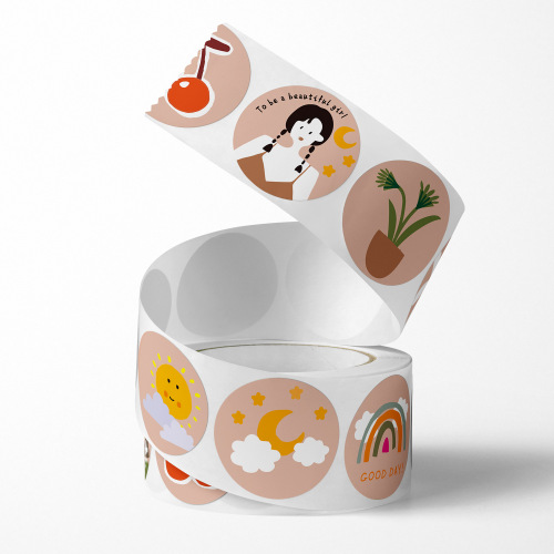 500 pieces/roll round cartoon retro stickers for sealed packaging decoration DIY handbag cute girl stickers