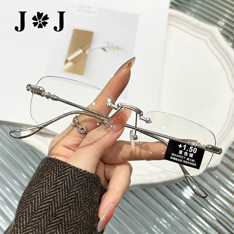 Очки с алмазной огранкой, защищающие от синего света, без диоптрий, для коррекции близорукости, для чтения, с функцией умного масштабирования, фотохромные, модные, популярные в прямых трансляциях на TikTok