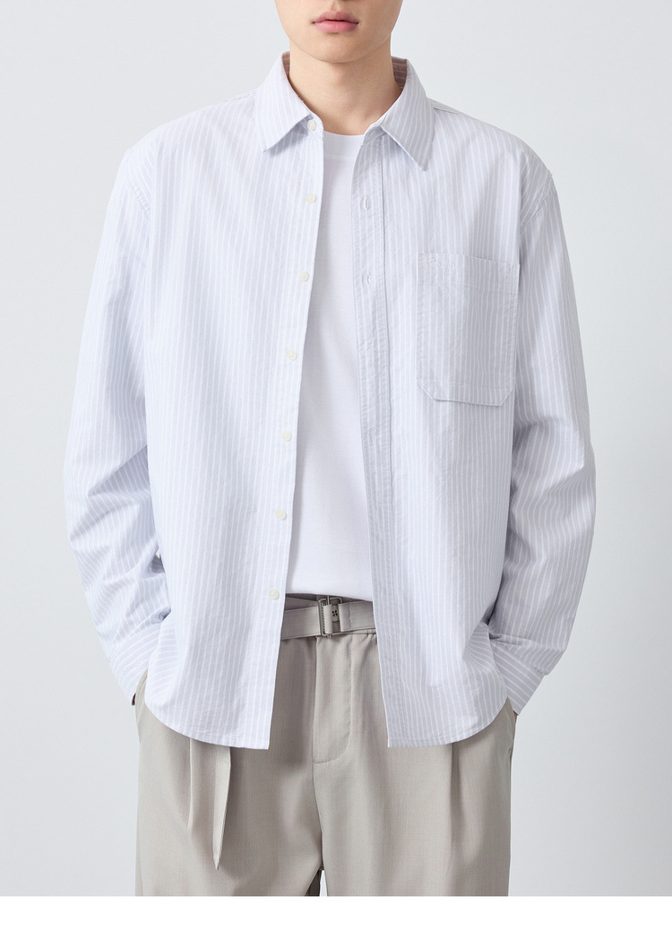Áo sơ mi nam dài tay sọc Oxford cotton cao cấp phong cách công sở — Xanh ngọc lam tốicolor chi tiết 23