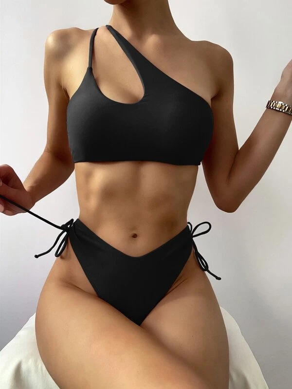 Mid Waist Panties Waist Bikini Panties Style Bra Bra Category Women's Solid Color Bowknot 2 Piece Set Bikinis