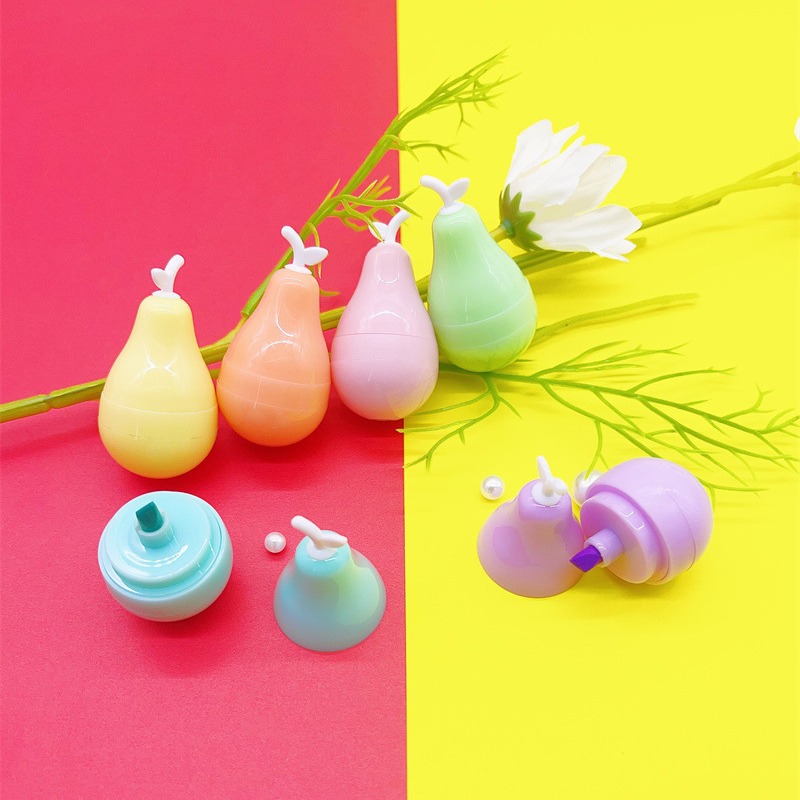 Mayorista transfronteriza multicolor resaltador mini fruta encantador resaltador multicolor conjunto de dibujo puntero marcador pluma