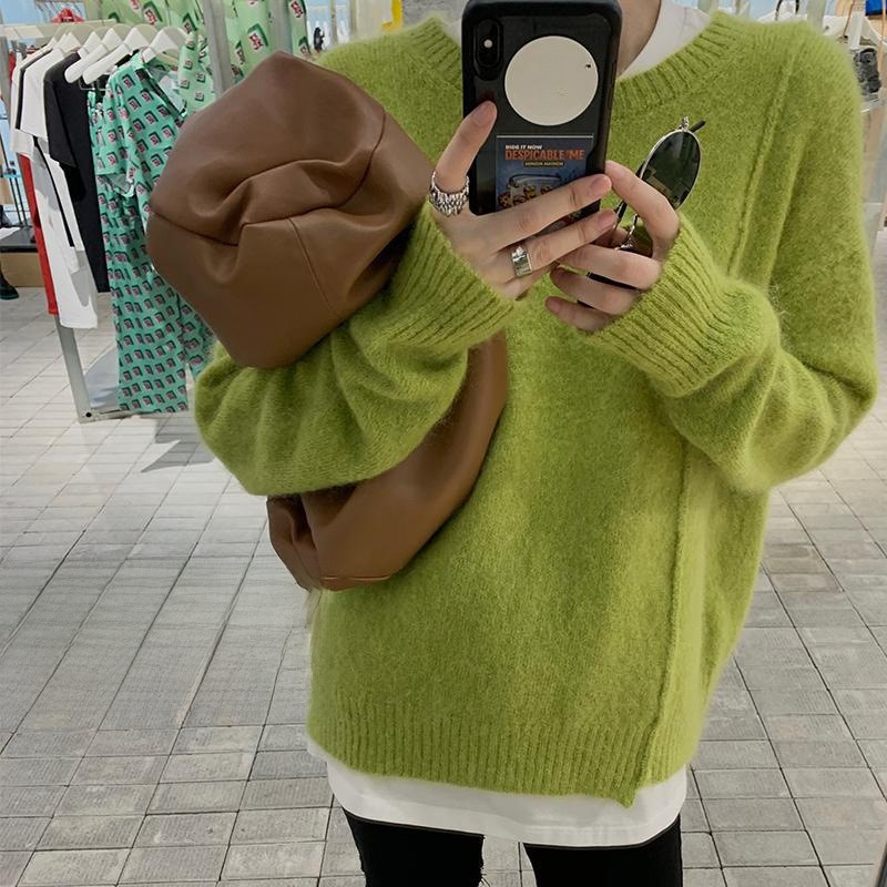[in stock] 13 New Autumn and Winter Lazy Style Top Korean-style Loose Long-sleeved Mahair Sweater for Women