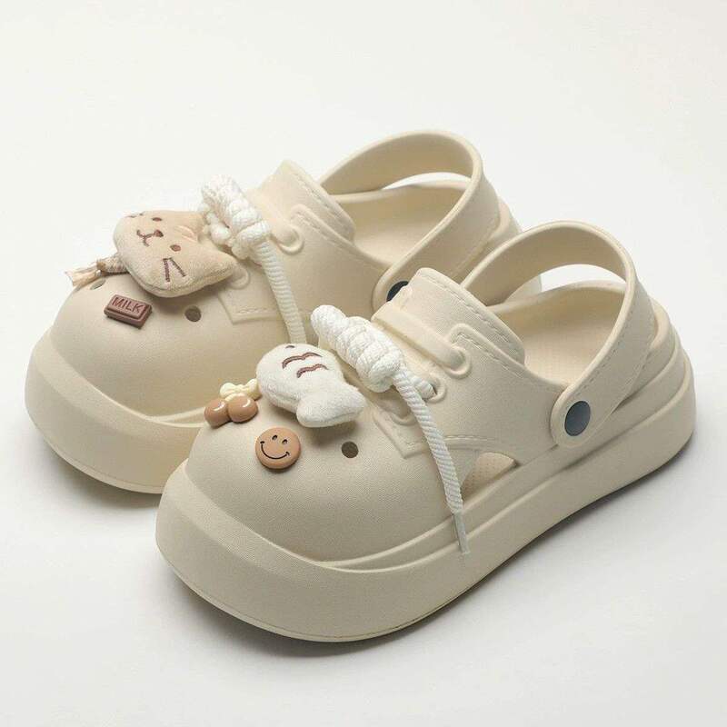 Cute Lace-Up Thick-Soled Clogs for Women, Summer Outdoor Wear, 2025 New Model, Non-Slip, Fashionable, Trendy Versatile Sandals