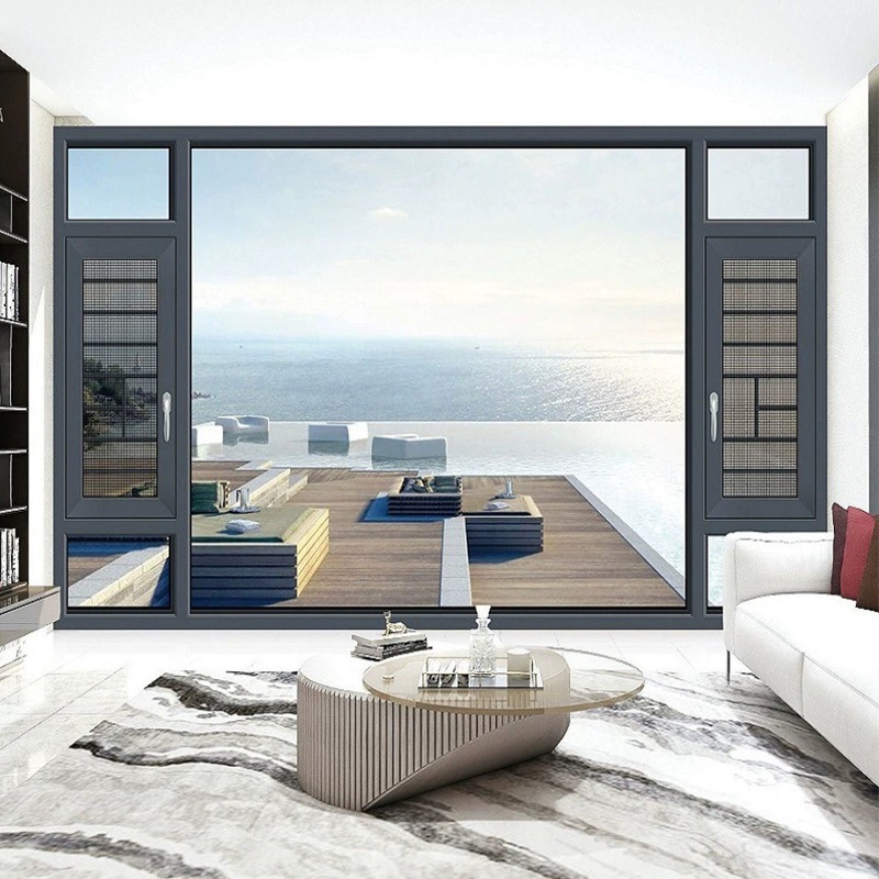 Aluminum alloy windows and doors with 115 system, soundproof villa sealing windows, casement narrow-frame floor-to-ceiling windows, balcony sealing aluminum alloy windows
