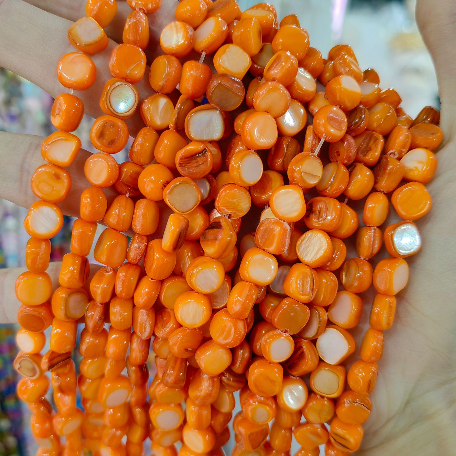 Conchas de cabeza de toro natural 8mm con cuadrados semiacabados perlas dispersas accesorios de joyería diy al por mayor