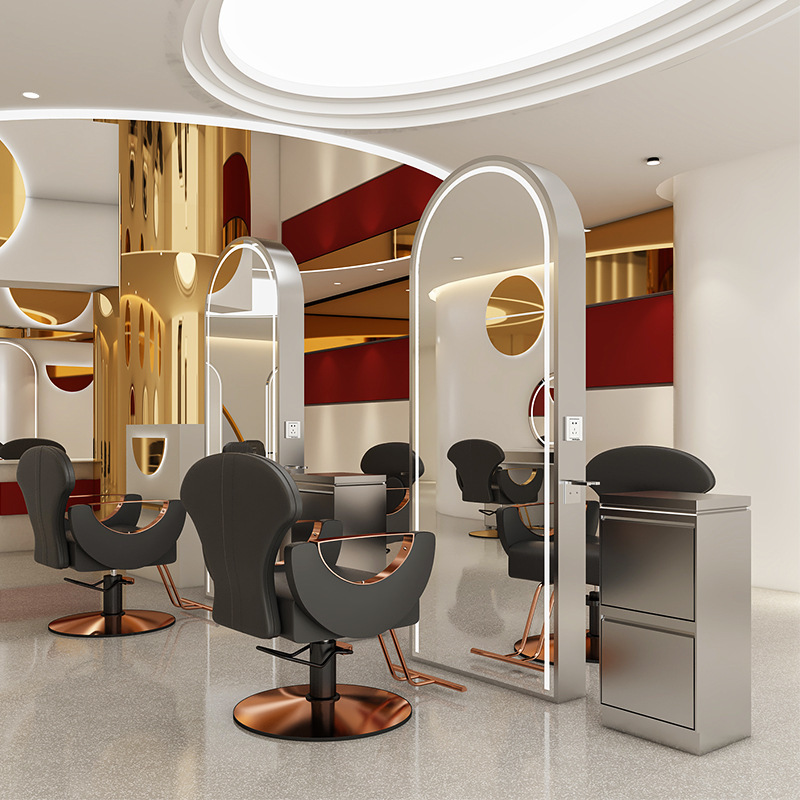 Barbería espejo tablero de corte de cabello espejo teñido cabello espejo gabinete integral salón de peluquería especial tablero de espejo gabinete espejo