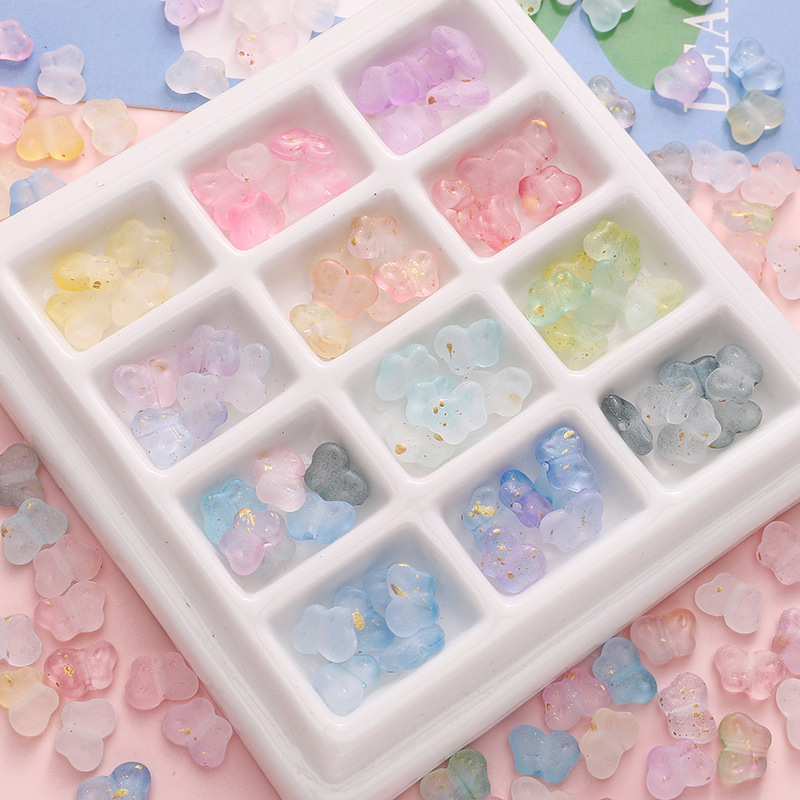 10x 7mm acrylic point gold beads straight hole butterfly loose beads handmade diy beads loose beads bracelet necklace beads