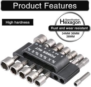 Hexagon handle wind batch socket head hand electric drill electric screwdriver 6.35 Screwdriver Accessories 9/14 piece set metric inch