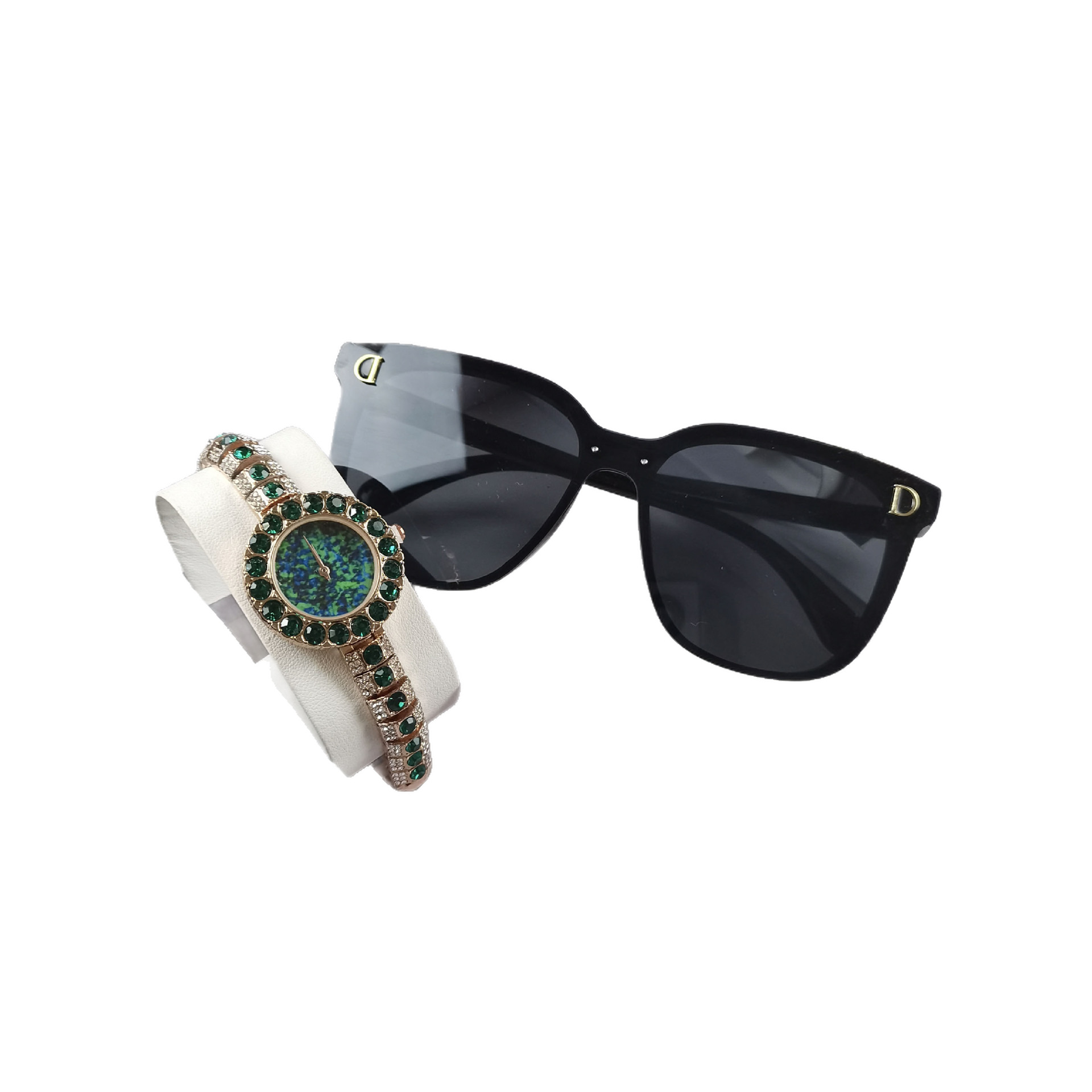 Watch and Glasses Set Cross-Border Popular Fashion Quartz Watch Women's Sunglasses Bracelet Ready for Sale 5