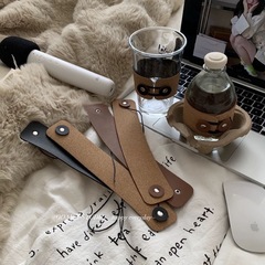 Leather cork cup cover environmentally friendly heat insulation rope cup cover glass stainless steel coffee cup wooden grain leather cover water cup cover