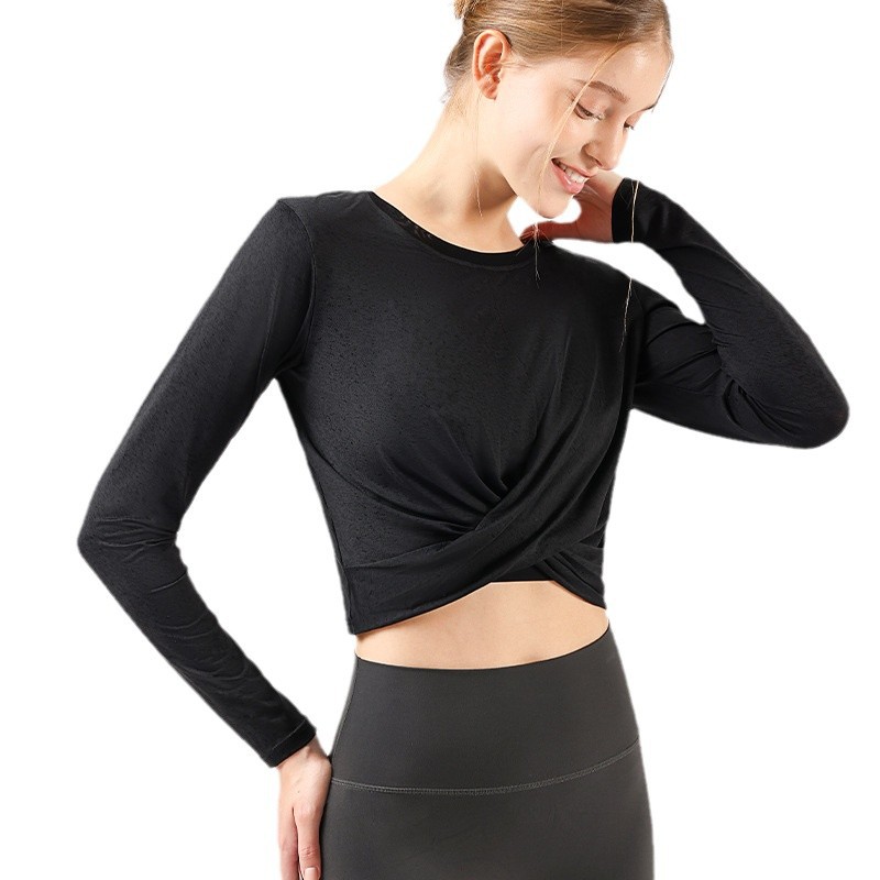가을 겨울 요가복 긴팔 상의 슬림핏 얇은 원피스 피트니스복 여성 러닝 스포츠 요가 티셔츠 가을