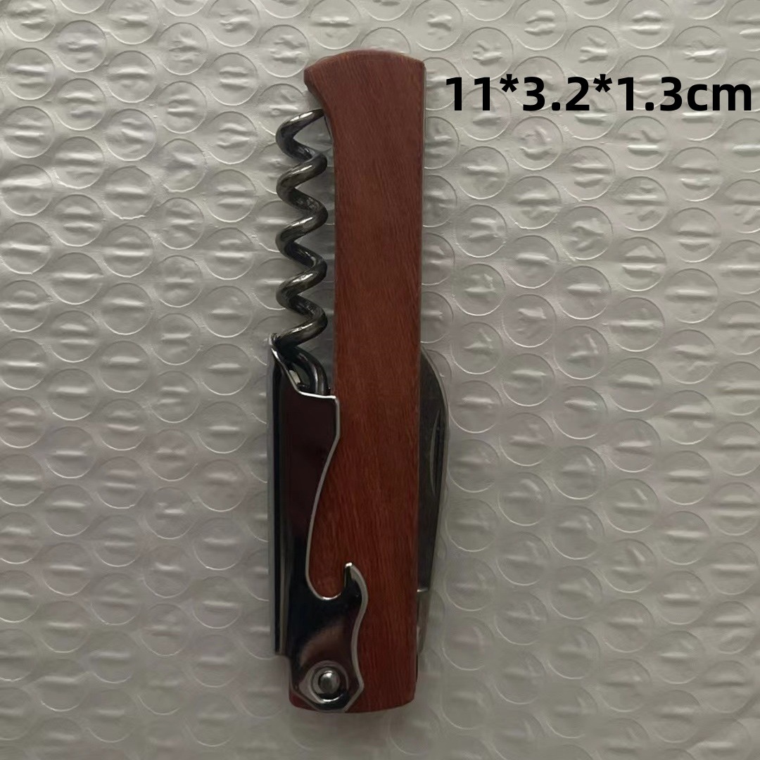 Abridor de botellas de vino multifuncional sacacorchos de madera y acero para cerveza y vino