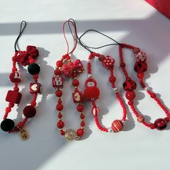 手機掛繩短款手腕掛鏈冬季毛絨茸蝴蝶結新年招財掛件鑰匙扣結實女