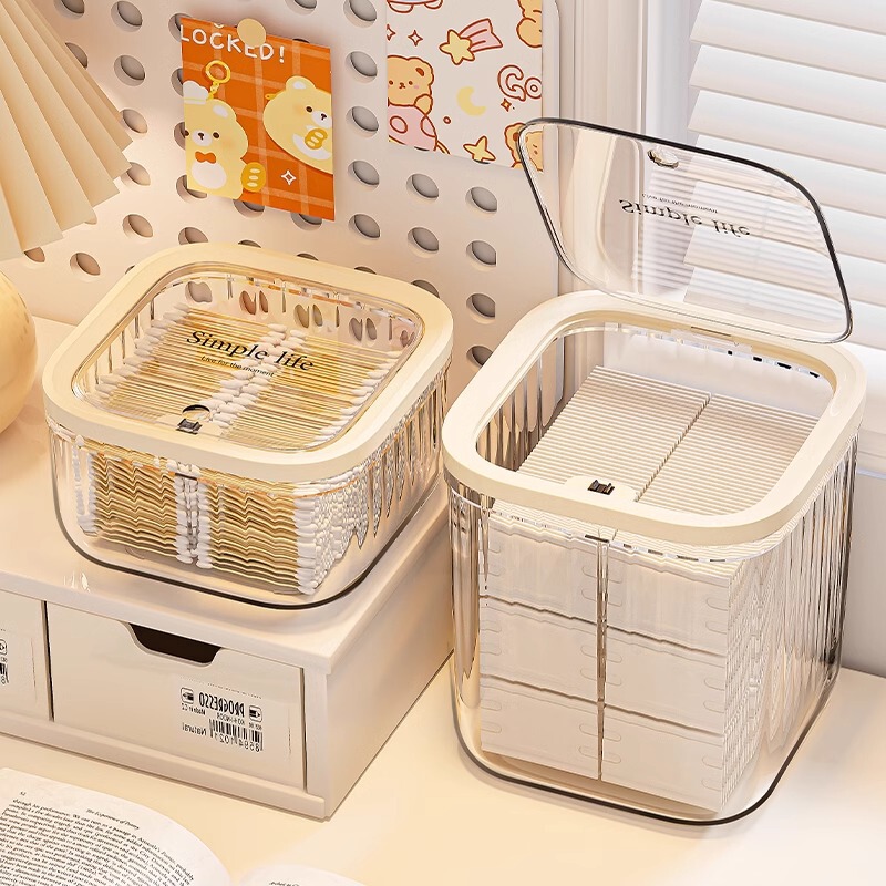 Cotton swab cosmetic cotton storage box desktop cosmetics acrylic transparent shelf lipstick sundries high-end feeling box