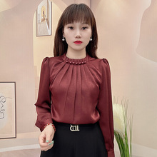 衬衫女长袖高级感衬衣打底衫外穿2024秋新款百搭洋气遮肚显瘦上衣
